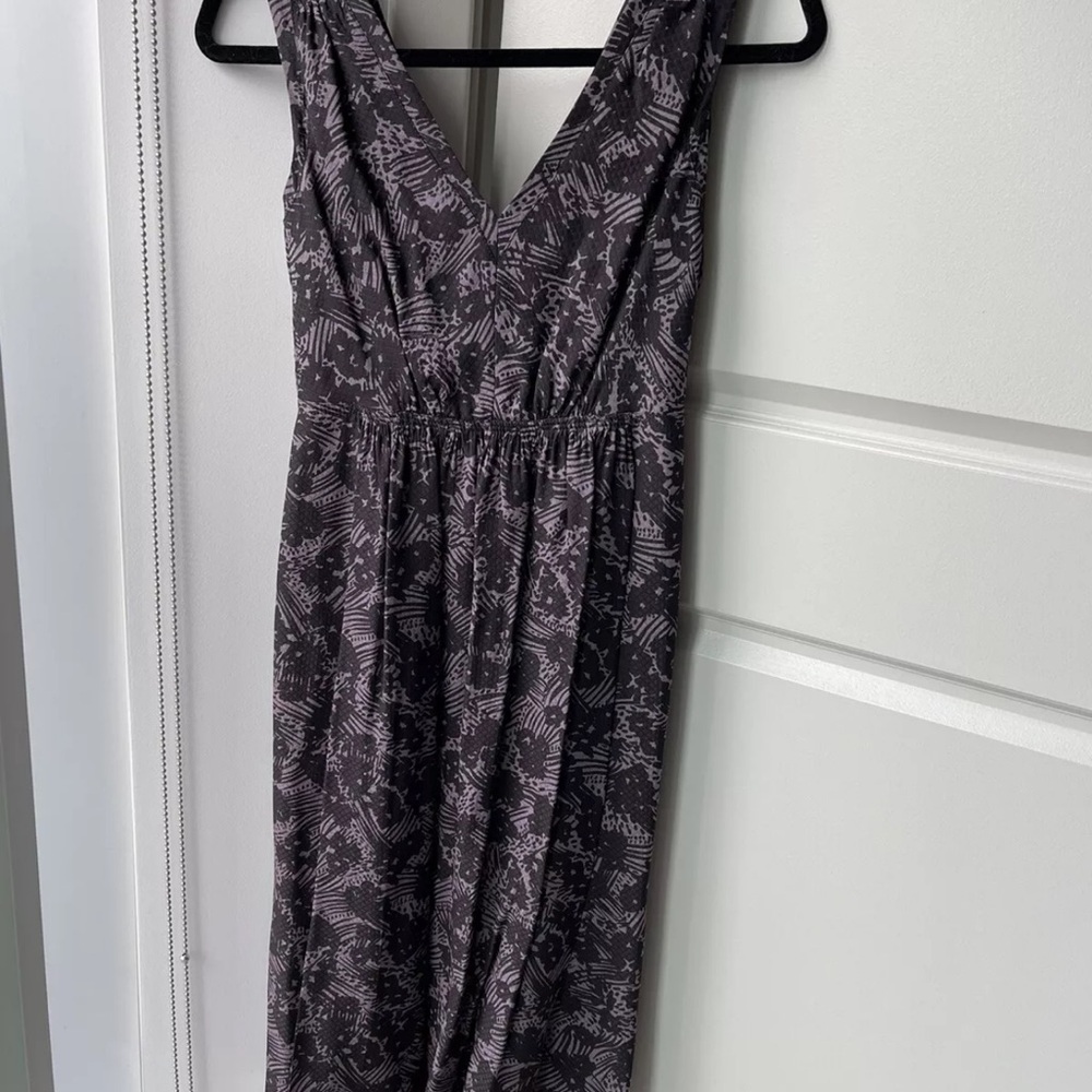 Burberry London Purple and Black Sleeveless V-neck Maxi Sundress